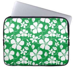 HOUSSE POUR ORDINATEUR PORTABLE HULA HAÏIENNE (HIBISCUS) VERT