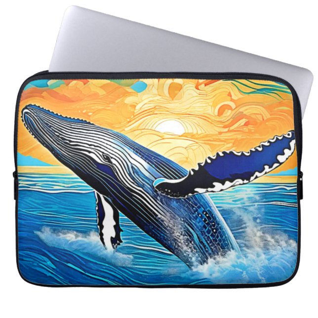 Housse Pour Ordinateur Portable Humpback Sunset Leap Art (Devant)