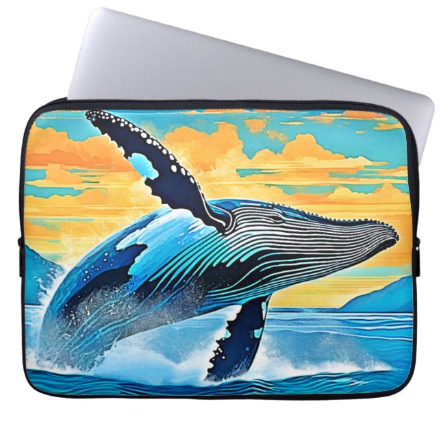 Housse Pour Ordinateur Portable Humpback Whale Ocean Freedom Jump Design (Devant)