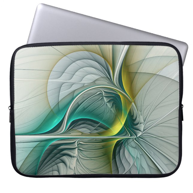 Housse Pour Ordinateur Portable Hypnotique Abstrait Golden Turquoise Turquoise Fra (Devant)