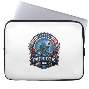 Housse Pour Ordinateur Portable IA patriotique Liberté Loup Cyberpunk Avenir Liber