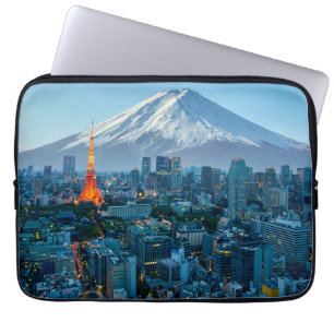 Housse Pour Ordinateur Portable Ice & Snow Mt. Fuji & Tokyo Skyline
