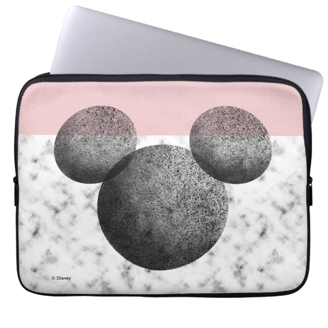 Housse Pour Ordinateur Portable Icône Mickey | Rose et marbre (Devant)