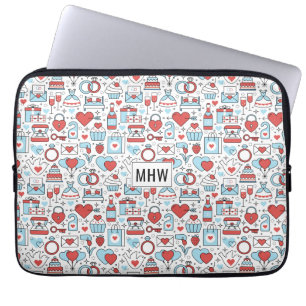 Housse Pour Ordinateur Portable Icônes mariage personnalisées monogramme manches d