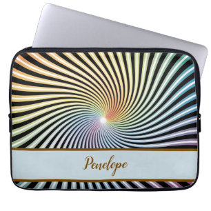 Housse Pour Ordinateur Portable Illusion d'optique en spirale arc-en-ciel Art avec