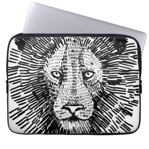 Housse Pour Ordinateur Portable Illustration abstraite de tête de lion audacieuse