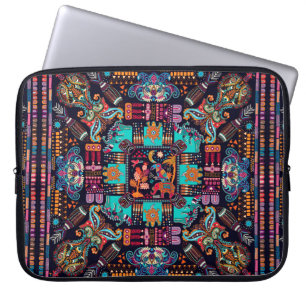 Housse Pour Ordinateur Portable Illustration colorée avec des animaux décoratifs e