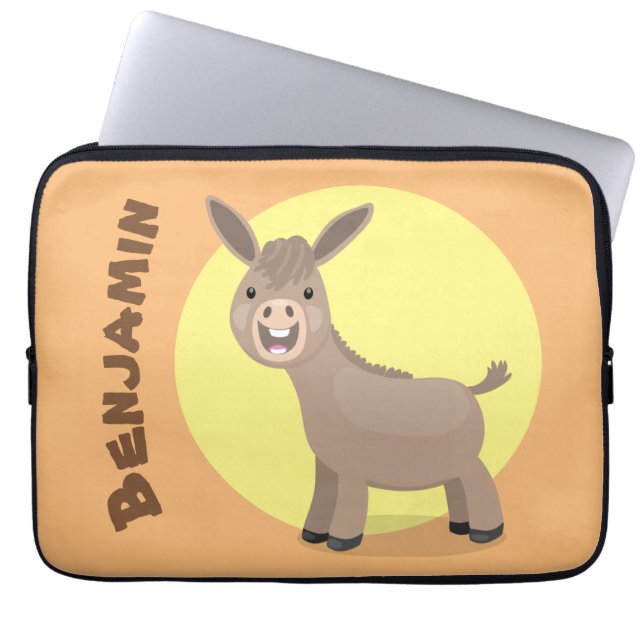 Housse Pour Ordinateur Portable Illustration d'âne miniature joyeux (Devant)