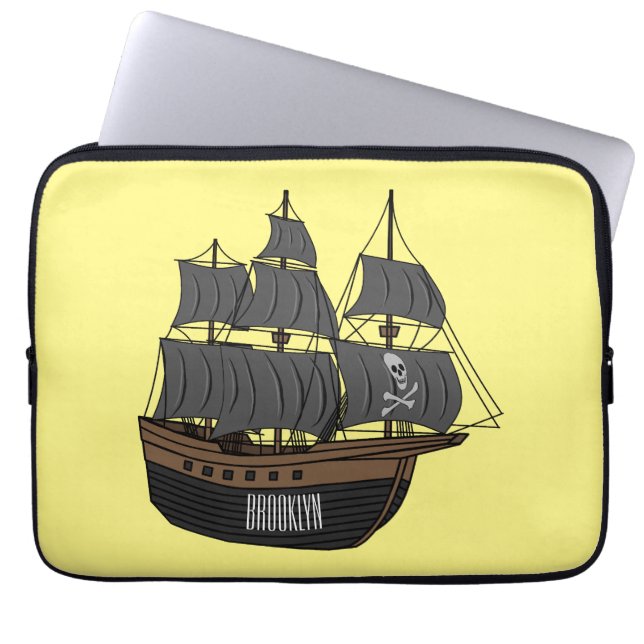 Housse Pour Ordinateur Portable Illustration de bateau pirate (Devant)