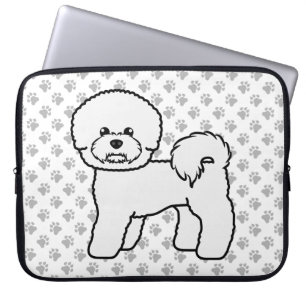 Housse Pour Ordinateur Portable Illustration de Bichon Frise Cute Cartoon Dog