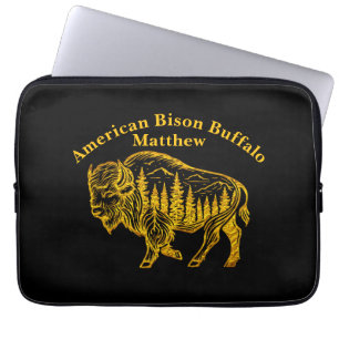 Housse Pour Ordinateur Portable Illustration de bison dans une forêt