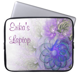 Housse Pour Ordinateur Portable Illustration de dentelle pourpre et bleue de fleur