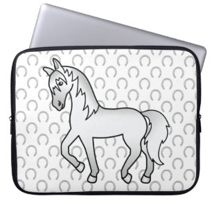 Housse Pour Ordinateur Portable Illustration de dessin animé mignon de cheval trot