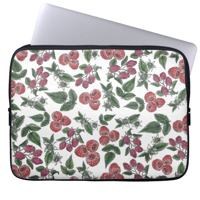 Housse Pour Ordinateur Portable Illustration de feuilles de framboise (Devant)
