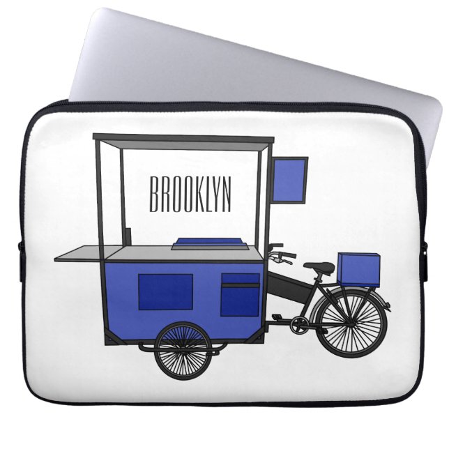 Housse Pour Ordinateur Portable Illustration de la charrette alimentaire (Devant)