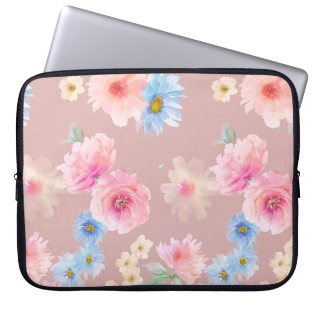 Housse Pour Ordinateur Portable Illustration de l'aquarelle des fleurs. Coloris aq (Devant)