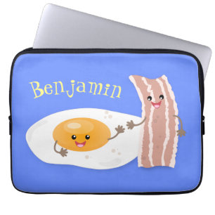 Housse Pour Ordinateur Portable Illustration de l'oeuf de Cute kawaii et du bacon