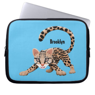 Housse Pour Ordinateur Portable Illustration d'ocelot mignon