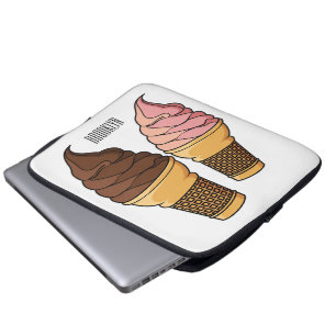 Housse Pour Ordinateur Portable Illustration du cône de crème glacée