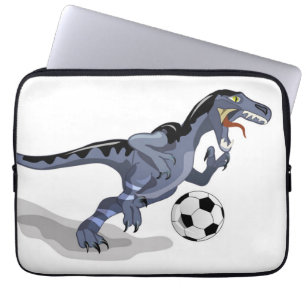 Housse Pour Ordinateur Portable Illustration D'Un Raptor Dinosaure Jouant Au Footb