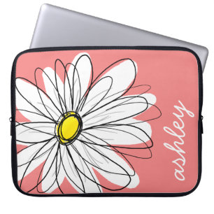 Housse Pour Ordinateur Portable Illustration florale de marguerite tendance - cora