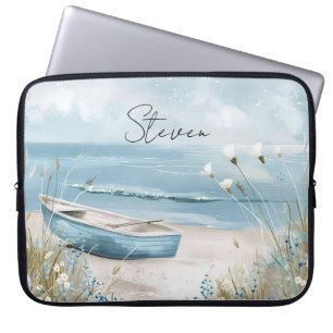 Housse Pour Ordinateur Portable illustration scène de plage couleurs pastel avec n