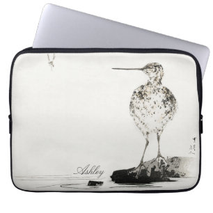 Housse Pour Ordinateur Portable Illustration Vintage de l'oiseau de pinceau commun