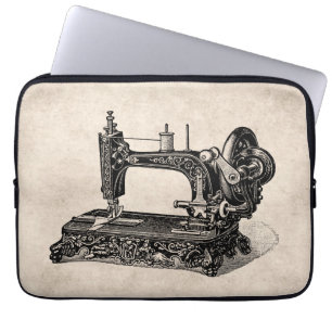 Housse Pour Ordinateur Portable Illustration vintage de machine à coudre de 1800s
