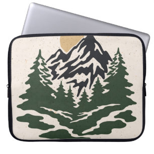 Housse Pour Ordinateur Portable Illustration vintage du paysage de montagne