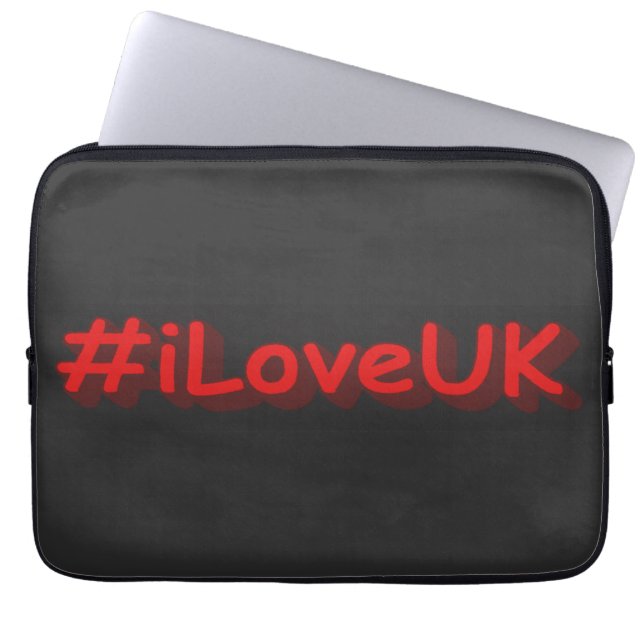 Housse Pour Ordinateur Portable "#iLoveUK" Joli design. Commandez dès maintenant  (Devant)