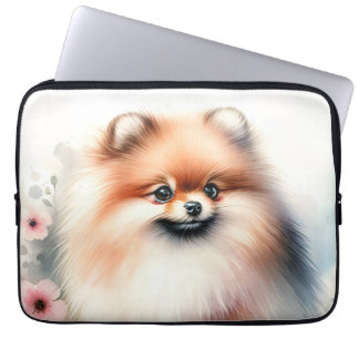 Housse Pour Ordinateur Portable Image d'aquarelle mignonne Pomeranian