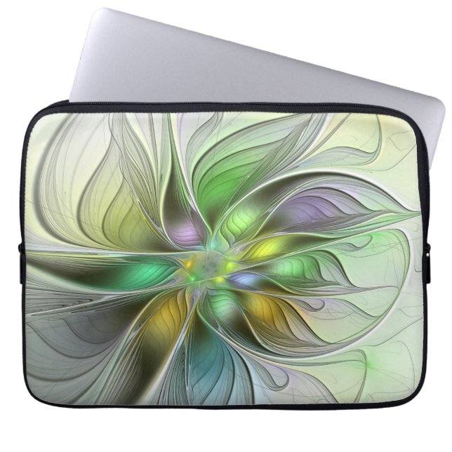 Housse Pour Ordinateur Portable Imaginaire coloré Fleur moderne Abstrait Fractal (Devant)