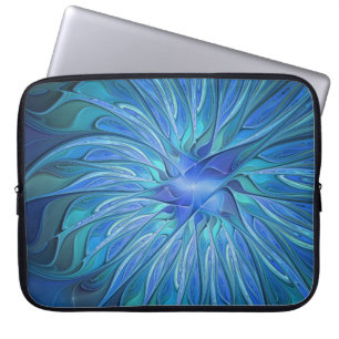 Housse Pour Ordinateur Portable Imaginaire Fleur Bleue Motif, Art Fractal Abstrait