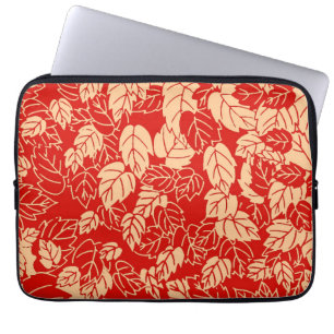 Housse Pour Ordinateur Portable Impression feuille japonaise, Mandarin orange