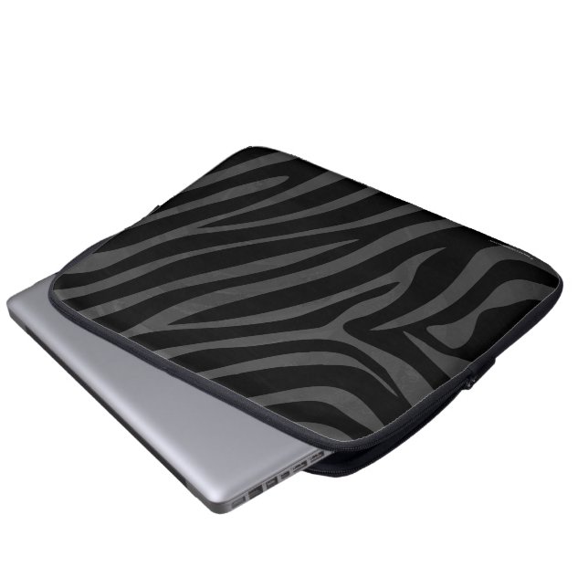 Housse Pour Ordinateur Portable Impression noire et grise Zebra (Devant bas)