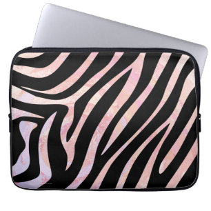 Housse Pour Ordinateur Portable Impression noire et rose Zebra