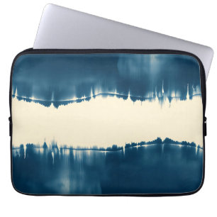 Housse Pour Ordinateur Portable Indigo Shibori Abstrait Moderne Horizontal