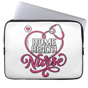 Housse Pour Ordinateur Portable Infirmière à domicile Stéthoscope rose Design de c
