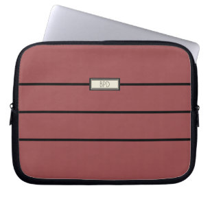 Housse Pour Ordinateur Portable Initiales Monogrammes Classiques Modernes Rouge &