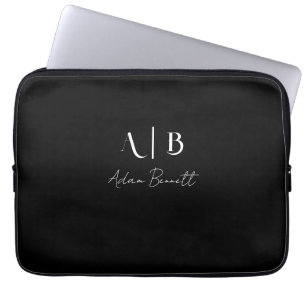 Housse Pour Ordinateur Portable Initiales Monogrammes Personnalisées Modernes Nom 