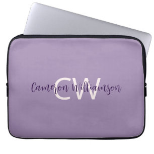 Housse Pour Ordinateur Portable Initiales Nom Sophisticated Solid Violet