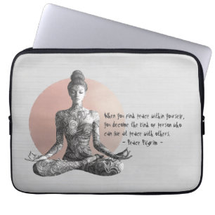 Housse Pour Ordinateur Portable Instructeur de méditation Yoga Reiki Master Lotus 
