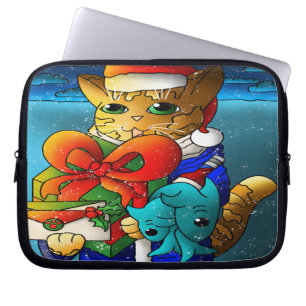Housse Pour Ordinateur Portable Invité du chat de Noël