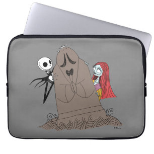 Housse Pour Ordinateur Portable Jack et Sally se cachant derrière Tombstone