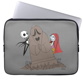 Housse Pour Ordinateur Portable Jack et Sally se cachent derrière Tombstone