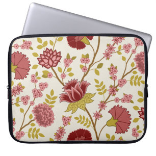 Housse Pour Ordinateur Portable Jacobean Floral Lg Motif Reds Pinks Gold Crème