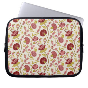 Housse Pour Ordinateur Portable Jacobean Floral Pattern Rouge Rose Gold Crème