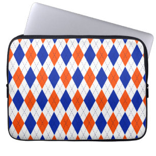Housse Pour Ordinateur Portable Jacquard orange et bleu diamant