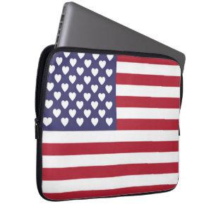 HOUSSE POUR ORDINATEUR PORTABLE J'AIME LES ÉTATS-UNIS D'AMÉRIQUE