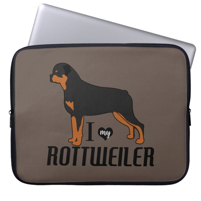 Housse Pour Ordinateur Portable J'aime mon chien Rottweiler Rottie (Devant)